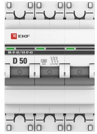 Автоматический выключатель ВА 47-63 3P 50А (D) 4,5kA 400В EKF PROxima