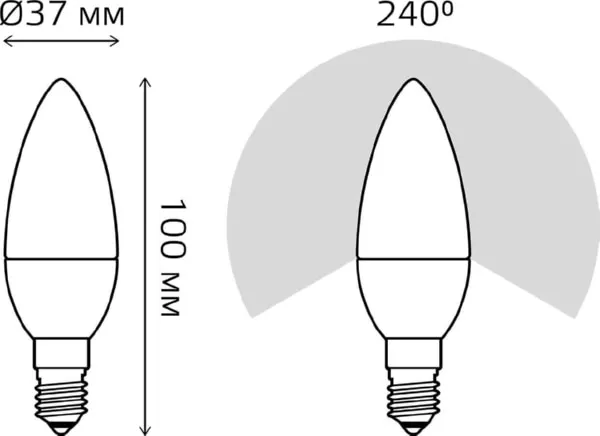 Лампа Gauss Elementary LED  Свеча 6W 220V E14 4100K 450Lm